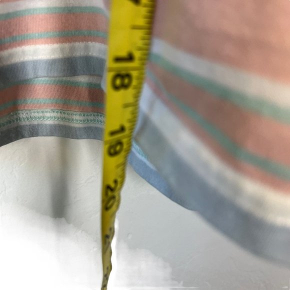 Vintage 90s Multicolor Stripe Short Sleeve Boxy Top Small - Picture 4 of 5